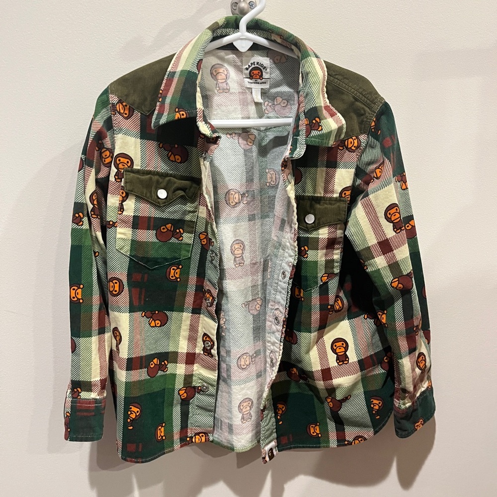 Kids Plaid Shirt with Cartoon Print